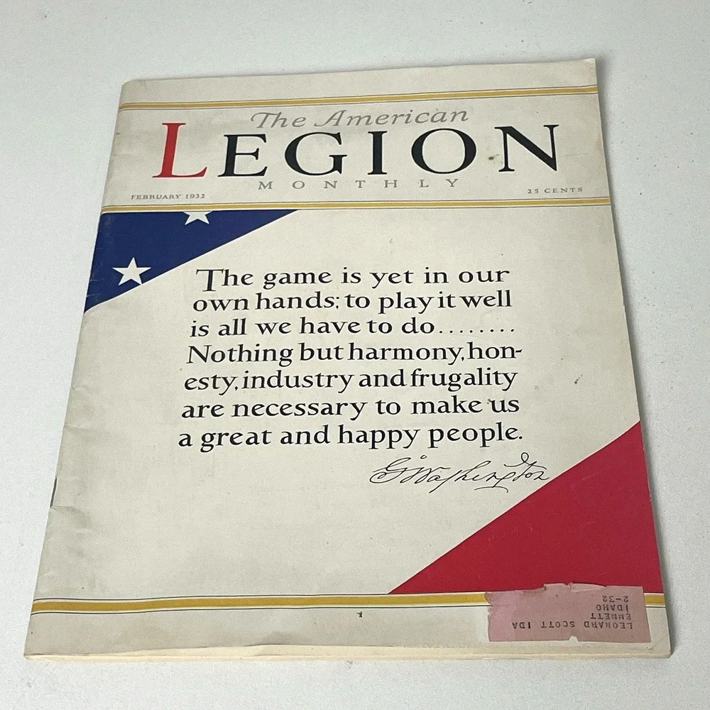 1932 The American LEGION Monthly Magazine February Vintage